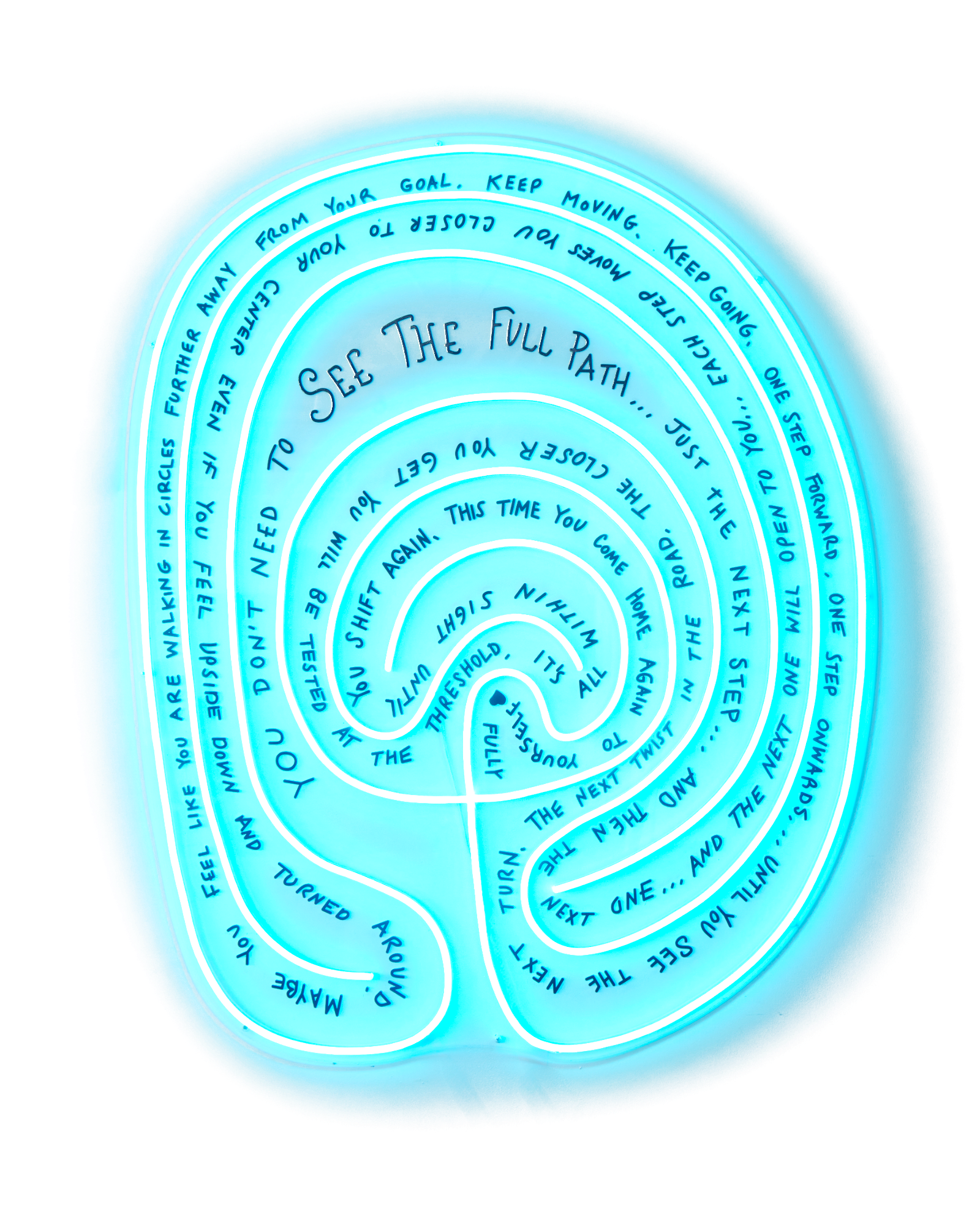 The Next Step Forward — hand-drawn neon labyrinth